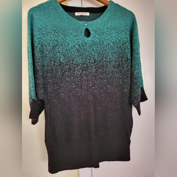 Studio Works Green & Black Sparkle Top Sz PL - Picture 1 of 4